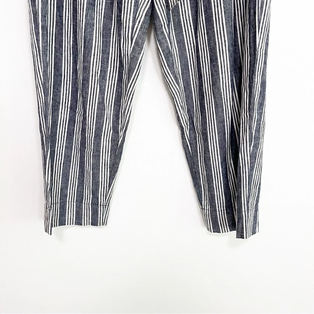 BOGO! Madewell Linen Blend Paperbag Waist Striped Pants Navy 8 - Picture 6 of 10